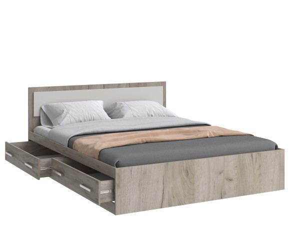 Фиеста NEW Кровать 1,6м с ящиками Кашемир, Дуб Крафт серый