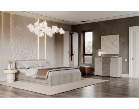 Фиеста NEW Кровать 1,6м с ящиками Кашемир, Дуб Крафт серый