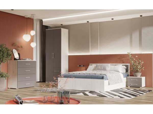 Фиеста NEW Кровать 1,2м Графит, Дуб Крафт Белый