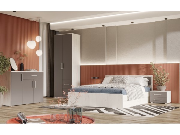 Фиеста NEW Кровать 1,2м Графит, Дуб Крафт Белый