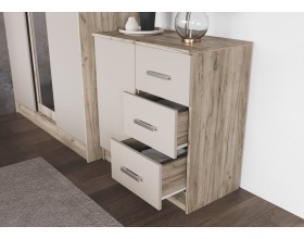 Бася Комод 3 ящика 1 дверь Кашемир, Дуб Крафт серый