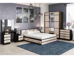 Сакура Кровать 1,4м Дуб беленый, Венге