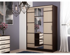 Сакура Шкаф-купе 1,5м Дуб беленый, Венге