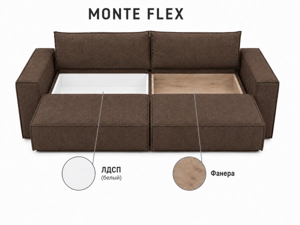 Диван Monte Flex Велюр Коричневый