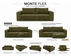 Диван Monte Flex Велюр Оливковый