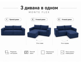 Диван Monte Flex Велюр Синий