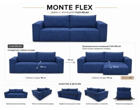 Диван Monte Flex Велюр Синий