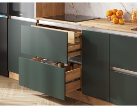 Кухня Карина 3,25м Компоновка №3 Изумрудный, Дуб Крафт