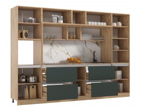 Кухня Карина 3,25м Компоновка №3 Изумрудный, Дуб Крафт
