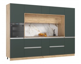 Кухня Карина 3,25м Компоновка №3 Изумрудный, Дуб Крафт