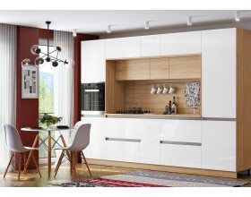 Кухня Карина 3,2м Компоновка №3 Белый глянец, Сонома