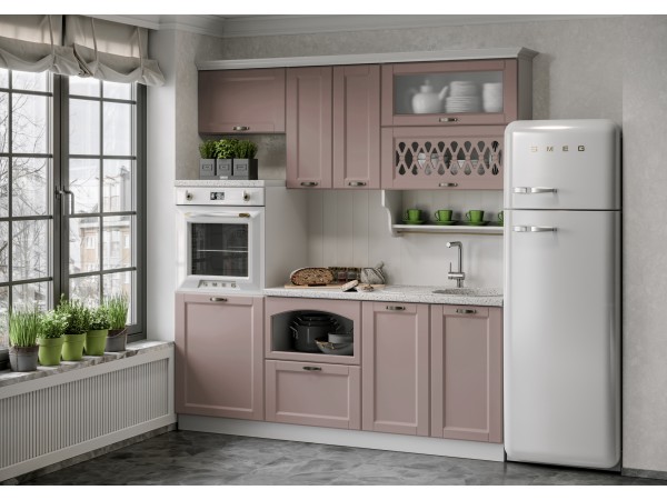 Кухня Милано 2,0м Компоновка №3 Шарли Pink, Белый, Антарес