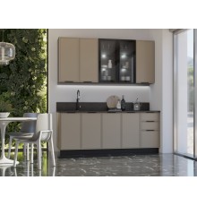 Кухня Николь 2,0/900м Холст латте, Графит, Кастилло темный