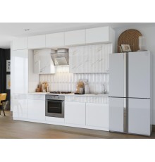 Кухня Оливия 3,0/1080м 490 Компоновка №1 Белый глянец/Мрамор золото, Белый, Антарес