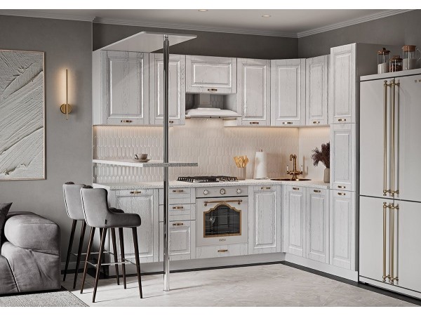 Кухня Престиж 2,5*1,8м Белый матовый, Белый, Антарес