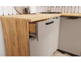 Кухня Техно 1,4х2,4м Компоновка №9 Холст латте, Дуб Крафт, Дуб вотан