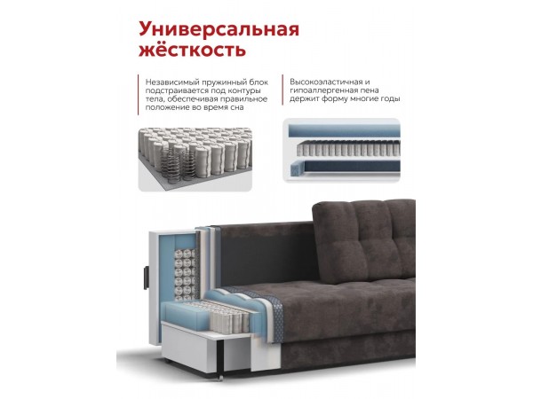 Босс Маркет Лофт диван Велюр Алькантара серый