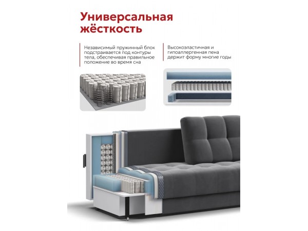 Босс Маркет Лофт диван Велюр Монолит серый