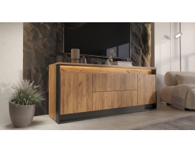 Наоми Тумба ТВ 2 двери 2 ящика 1600 Дуб Крафт/Черный