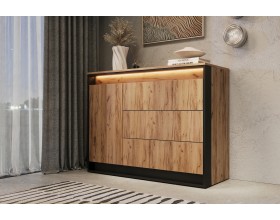 Наоми Комод 1 дверь 3 ящика 1200 Дуб Крафт/Черный