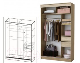 АЛЬЯНС шкаф-купе Бабочка 1,5 м Дуб Сонома