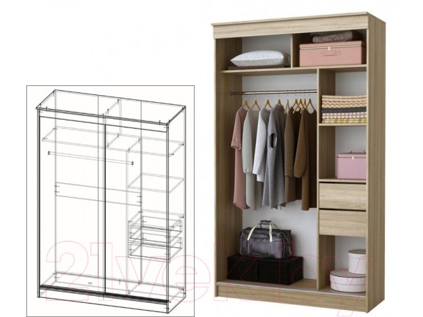 АЛЬЯНС шкаф-купе Бабочка 1,5 м 