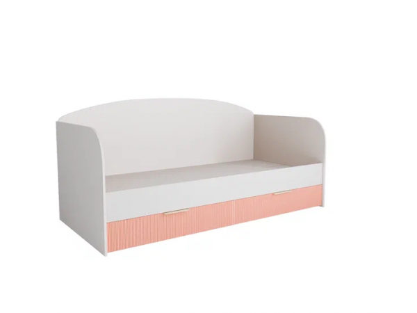 Кровать с ящиками МС Лавис ДКД 2000.1 Белый софт/Персик софт