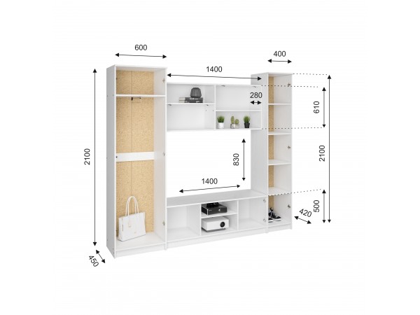 Гостиная Герда дуб крафт серый/серый графит