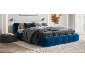 Босс Дрим Кровать+ПМ 160*200 Велюр Монолит синий