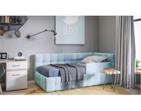 Босс Мини Кровать+ПМ 90*200 Велюр Монолит аква