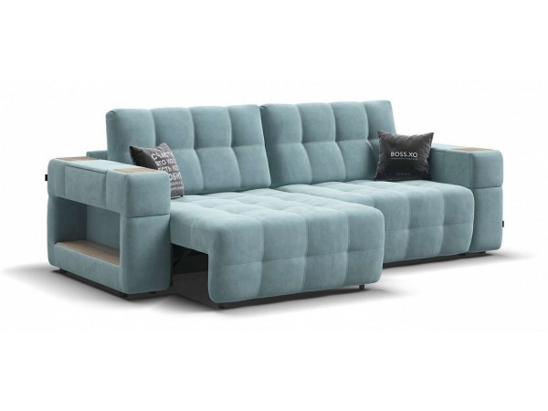 Диван BOSS.XO велюр MONOLIT Aqua NEW / WOOD Snow