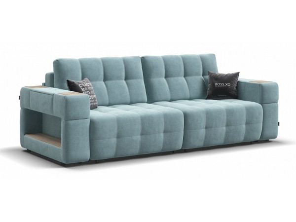 Диван BOSS.XO велюр MONOLIT Aqua NEW / WOOD Snow