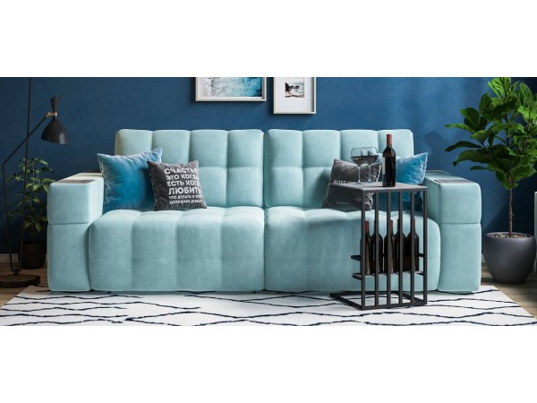 Диван BOSS.XO велюр MONOLIT Aqua NEW / WOOD Snow