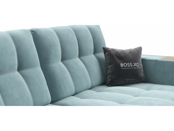 Диван BOSS.XO велюр MONOLIT Aqua NEW / WOOD Snow