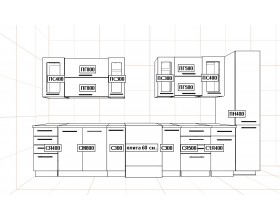 Кухня Вариант фасада Олива Белый металлик 3,1м 