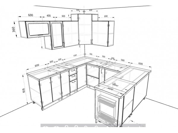 Кухня Вариант фасада Олива гранат металлик 2,2м*2,4м*1,7м