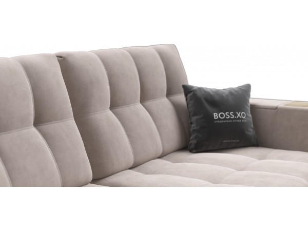 Диван BOSS.XO велюр Monolit латте / WOOD Snow