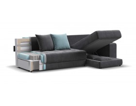 Дубай угловой диван Велюр Монолит серый, Монолит аква