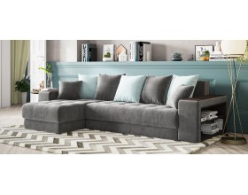 Дубай угловой диван Велюр Монолит серый, Монолит аква