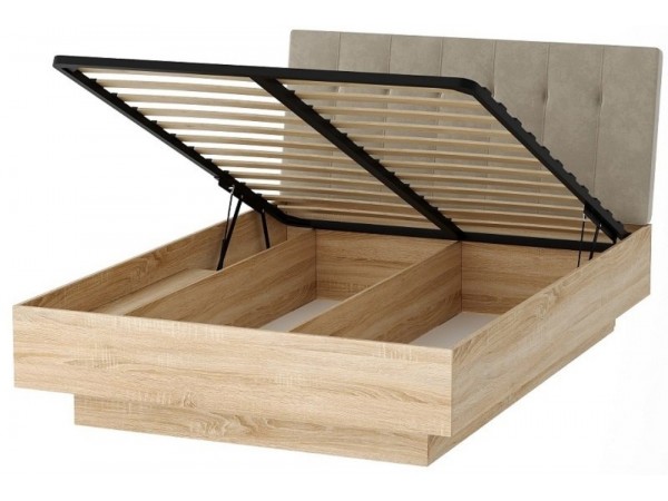 СОНАТА Кровать КРС-1600 с ПМ Дуб Сонома / велюр JAVA СОНАТА Кровать КРС-1600 с ПМ Дуб Сонома / велюр JAVA