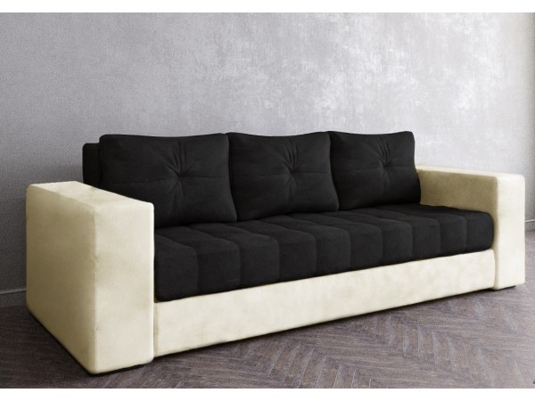 Диван Константин черный вельвет бежевая экокожа