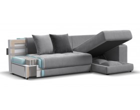 Дубай угловой диван Велюр Монолит сталь, Монолит серый