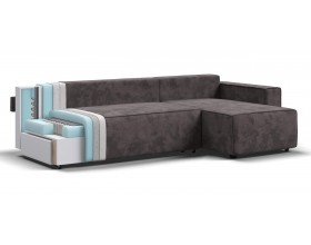 Норд угловой диван Велюр Алькантара серый