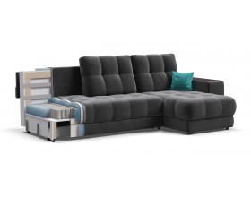 Босс ХЛ угловой диван Велюр Монолит серый