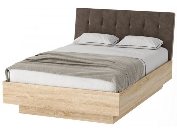 СОНАТА Кровать КРС-1400 с ПМ Дуб Сонома / велюр JAVA СОНАТА Кровать КРС-1400 с ПМ Дуб Сонома / велюр JAVA