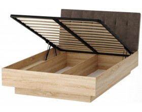 СОНАТА Кровать КРС-1400 с ПМ Дуб Сонома / велюр JAVA