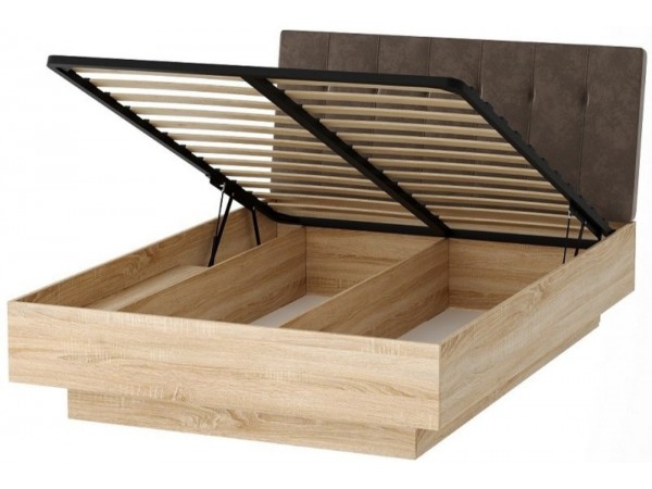 СОНАТА Кровать КРС-1400 с ПМ Дуб Сонома / велюр JAVA СОНАТА Кровать КРС-1400 с ПМ Дуб Сонома / велюр JAVA