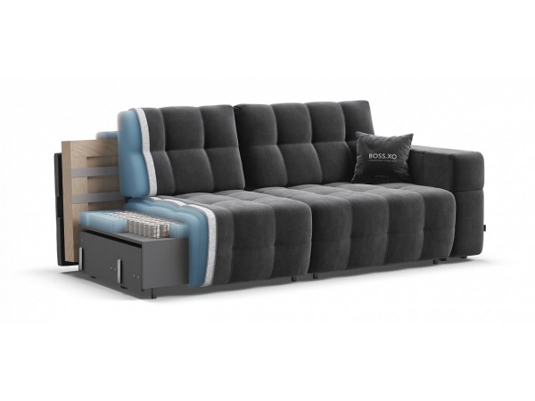 Диван BOSS.XO велюр Monolit серый / WOOD Rock Диван BOSS.XO велюр Monolit серый / WOOD Rock