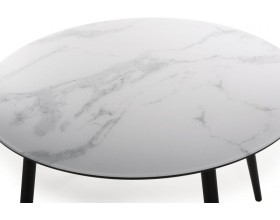 Стол обеденный "Милтон" Белый мрамор/Черный