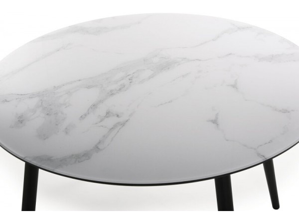 Стол обеденный "Милтон" Белый мрамор/Черный